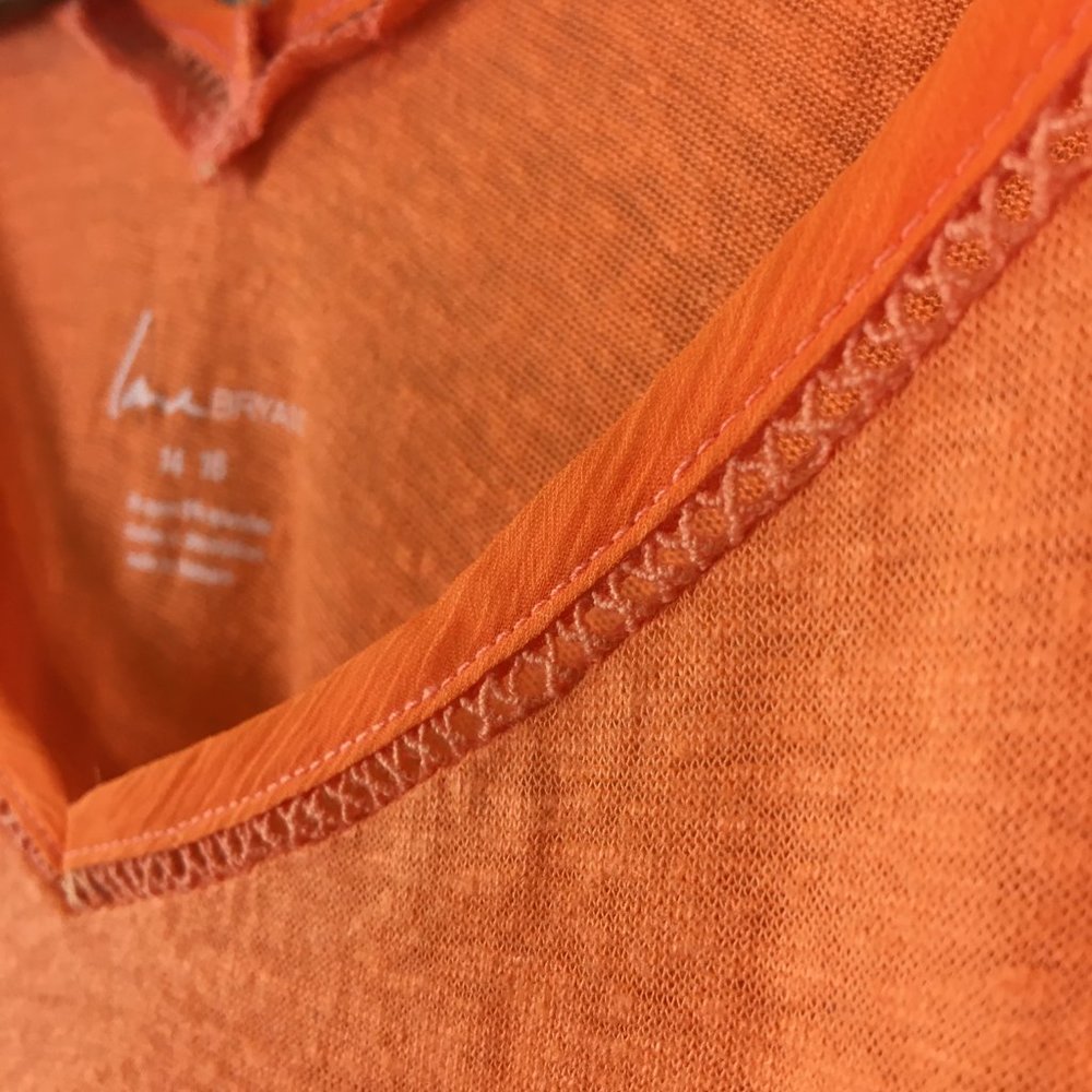 Lane Bryant Hot Orange Short Sleeve VNeck Slub Top - Picture 3 of 7